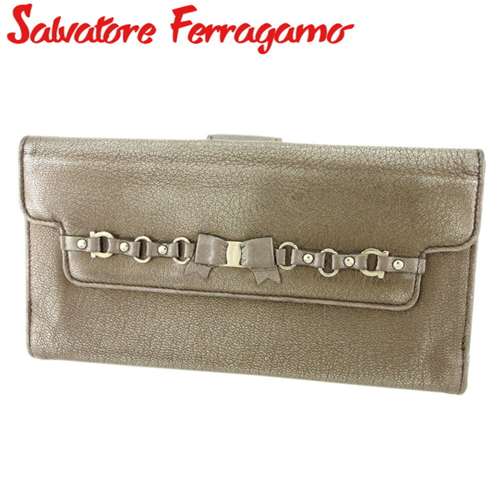 Salvatore Ferragamo long leather Wallet brown Vara Ribbon - Picture 2 of 6